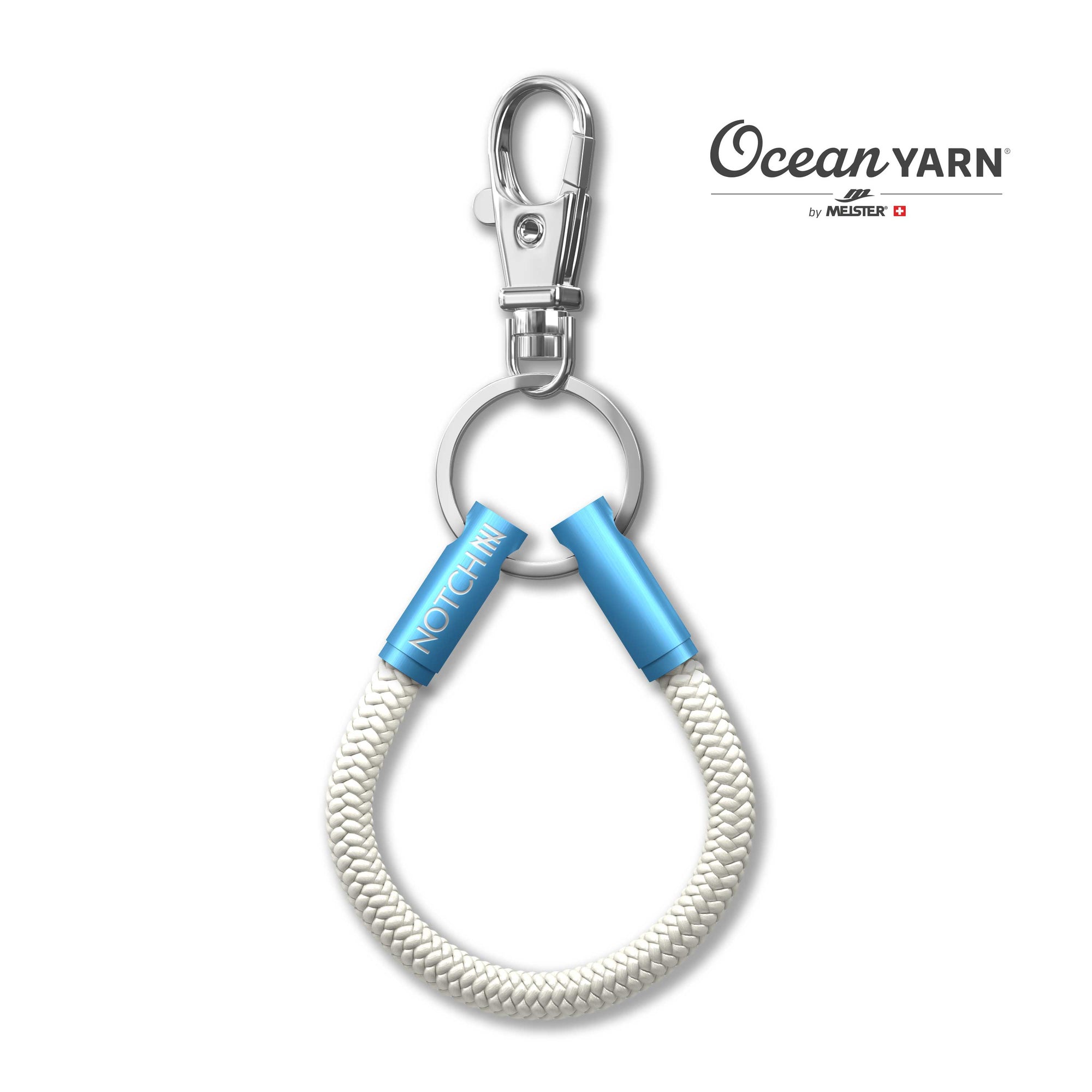 Sustainable OceanYarn NOTCH Loop - Natural with blue aluminium ends