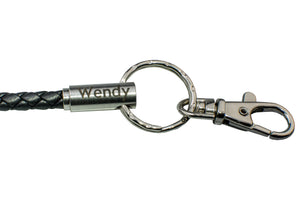 Medical ID Black Leather Cord NOTCH Loop with Red Ends