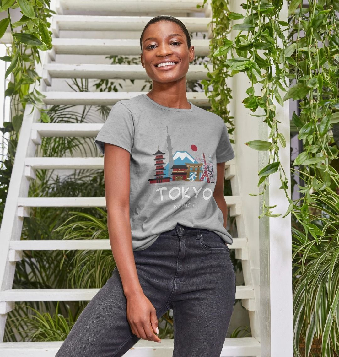 Women's 26.2 Tokyo White Text T-Shirt